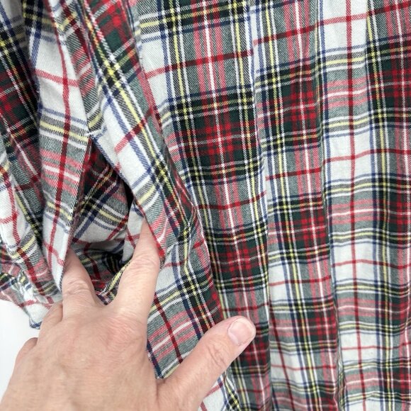LL BEAN flannel nightgown 100% cotton plaid holiday winter pockets petite XSP - Picture 5 of 7